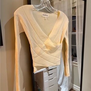 Heartloom Cream Ribbed Wrap Top